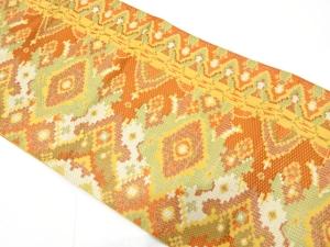 更紗模様織り出し　名古屋帯